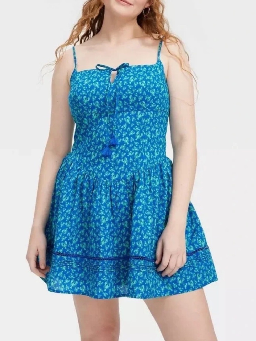 Roller Rabbit x Target Lobsters Drop Waist Mini Dress Cobalt Blue. Sz S.
